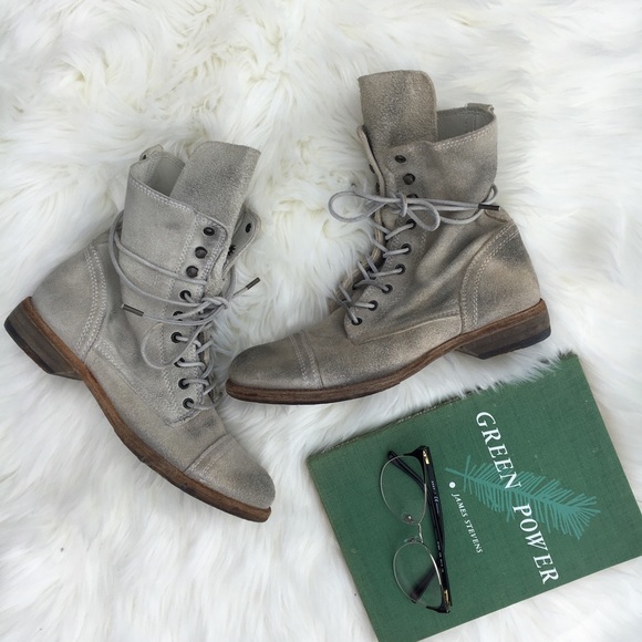 grey suede combat boots